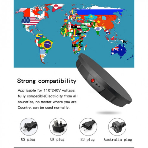 Télécommande à distance 52cm Tableau de platine tournant à rotation électrique Stand de prise de vue vidéo PLANCHTABLE, POWER BLANCH-IN POWER, POWER Bouchon: Plug UE (Noir) SH602A187-010