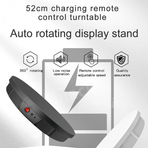 Télécommande à distance 52cm Tableau de platine tournant d'affichage de tournage vidéo Vidéo Propps de prise de vue plateau tournant, alimentation de chargement, plug d'alimentation: Fiche de l'aube (noir) SH903A173-010