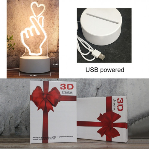 Veilleuse décorative LED tricolore 3D créative à base blanche, bouton Version USB, forme: ours de lune (blanc-chaud-blanc chaud) SH618A8-04