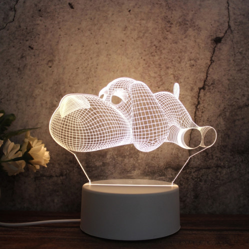 Veilleuse décorative LED tricolore 3D créative à base blanche, bouton Version USB, forme: carlin (blanc-chaud-blanc chaud) SH622A691-04