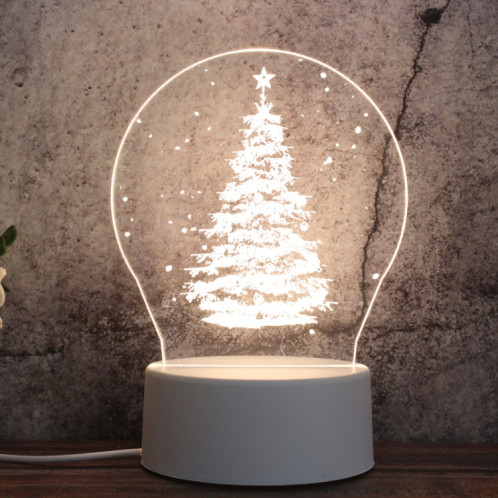 Veilleuse décorative LED tricolore 3D à base blanche, bouton Version USB, forme: arbre de Noël 01 (blanc-chaud-blanc chaud) SH630A496-04