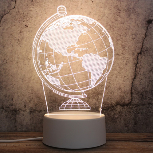 Veilleuse décorative LED tricolore 3D à base blanche, bouton Version USB, forme: globe (blanc-chaud-blanc chaud) SH633A991-04