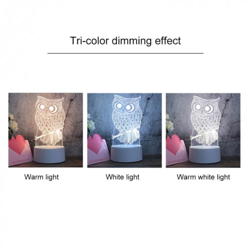 Veilleuse décorative LED tricolore 3D créative à base blanche, version bouton USB, forme: voile simple (blanc-chaud-blanc chaud) SH634A548-04