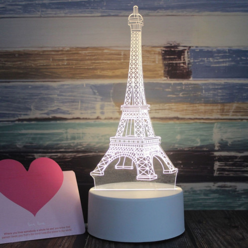 Veilleuse décorative LED tricolore 3D créative à base blanche, version à prise bouton, forme: tour Iorn (blanc-chaud-blanc chaud) SH802A677-04