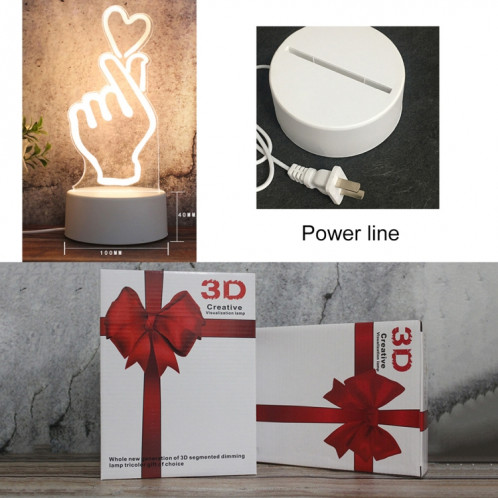Veilleuse décorative à LED tricolore 3D à base blanche, version à prise bouton, forme: voile simple (blanc-chaud-blanc chaud) SH804A1570-04