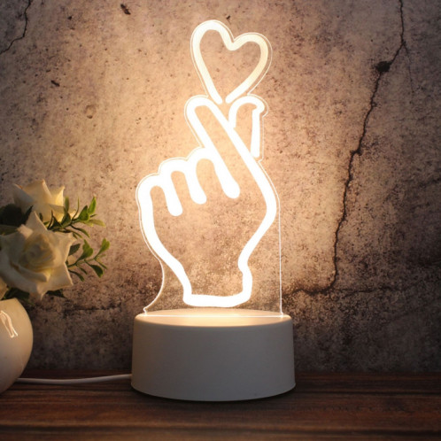 Veilleuse décorative à LED tricolore 3D créative à base blanche, version à prise bouton, forme: coeur (blanc-chaud-blanc chaud) SH815A236-04
