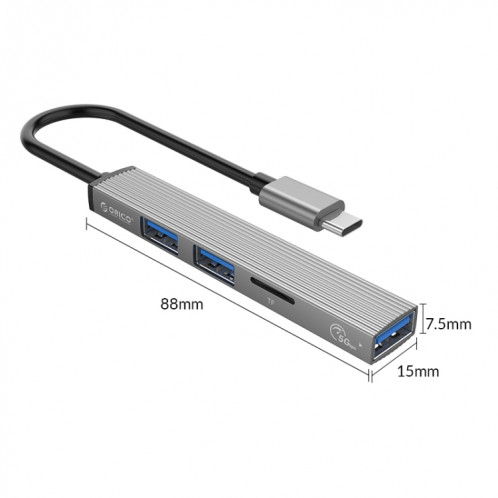 Orico AH-12F 4 en 1 Type-C / USB-C à la station d'accueil USB 3.0 Hub (gris) SO901A452-08