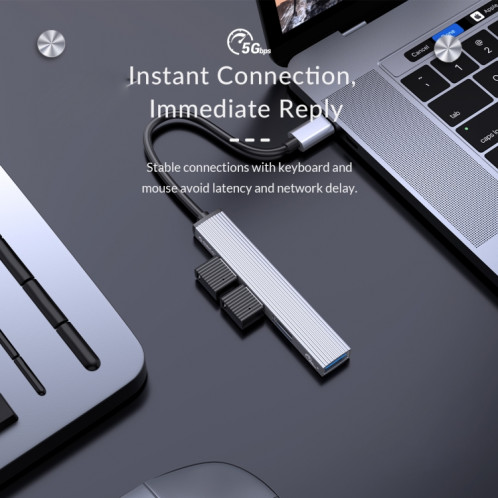 Orico AH-12F 4 en 1 Type-C / USB-C à la station d'accueil USB 3.0 Hub (gris) SO901A452-08