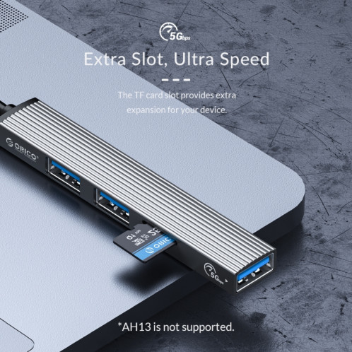 Orico AH-12F 4 en 1 Type-C / USB-C à la station d'accueil USB 3.0 Hub (gris) SO901A452-08