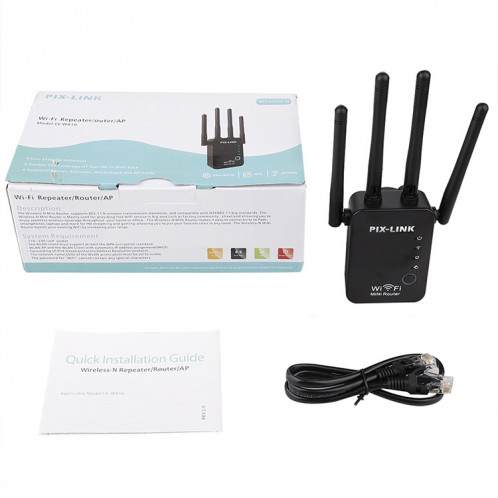 Répéteur de routeur WiFi intelligent sans fil avec 4 antennes WiFi, spécification de prise: prise britannique (noire) SH302A1961-08
