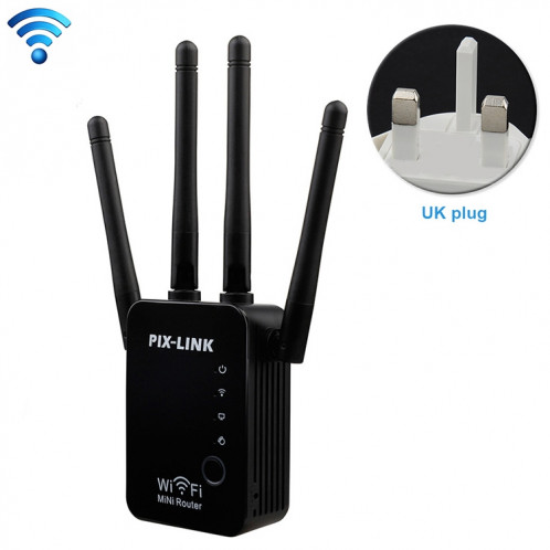Répéteur de routeur WiFi intelligent sans fil avec 4 antennes WiFi, spécification de prise: prise britannique (noire) SH302A1961-08