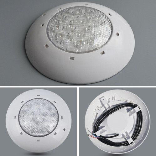Applique murale de piscine en plastique ABS 24W lumière sous-marine (blanc) SH405B1597-09