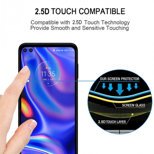 Film de verre trempé de pochette de couverture de colle pour Motorola One 5G UW SH4306712-08