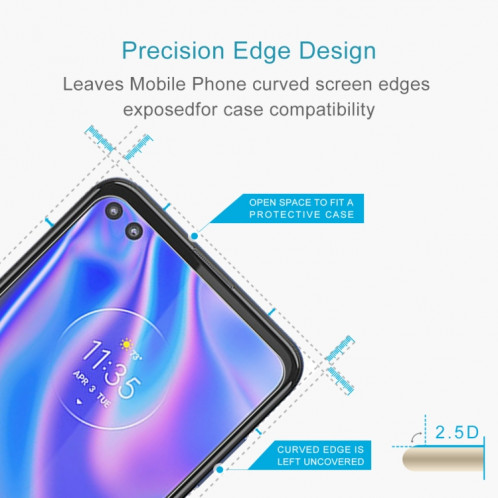 50 pcs 0.26mm 9h 2.5d film de verre trempé pour Motorola One 5G UW SH95051045-07