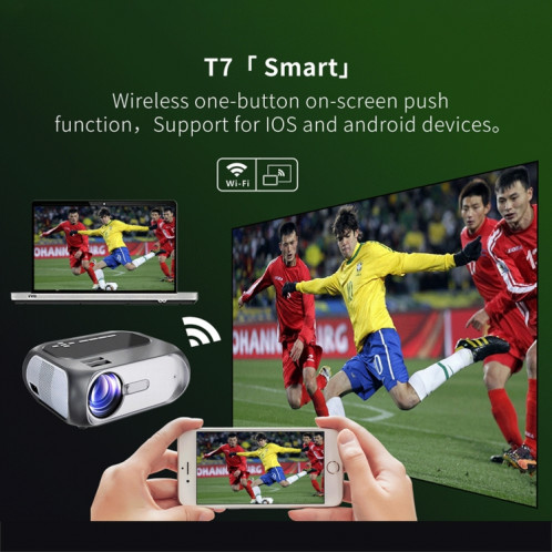 T7 1920x1080P 200 ANSI Portable Home Theater Led HD Digital Projecteur, version de base, Plug UE (Noir) SH001A1702-016