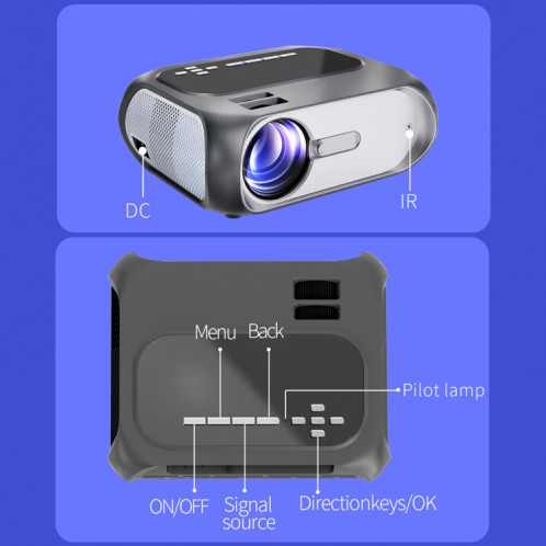 T7 1920x1080P 200 ANSI Portable Home Theater Led HD Digital Projecteur, version de base, Plug UE (Noir) SH001A1702-016