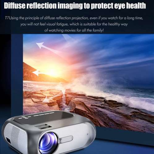 T7 1920x1080P 200 ANSI Portable Home Theater Led HD Digital Projecteur, version de base, Plug UE (Noir) SH001A1702-016