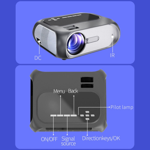 T7 1920x1080P 200 ANSI Portable Home Theater Led HD Digital Projecteur, la même version écran, Plug UK (Noir) SH102A1521-016