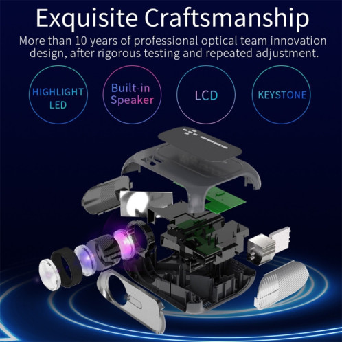 T7 1920x1080P 200 ANSI Portable Home Theater Led HD Digital Projecteur, la même version écran, Plug UK (Noir) SH102A1521-016