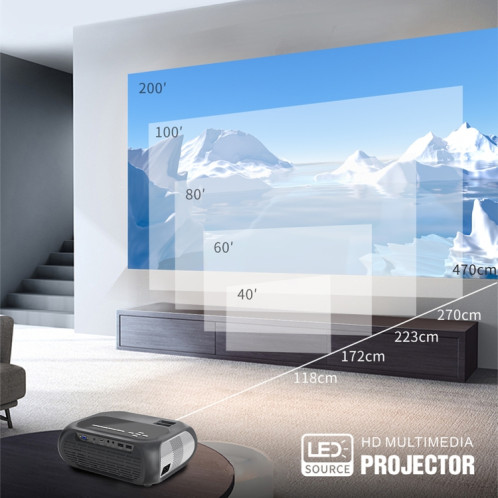 T7 1920x1080P 200 ANSI Portable Home Theater Led HD Digital Projecteur, la même version d'écran, UA Plug (Noir) SH103A1756-016