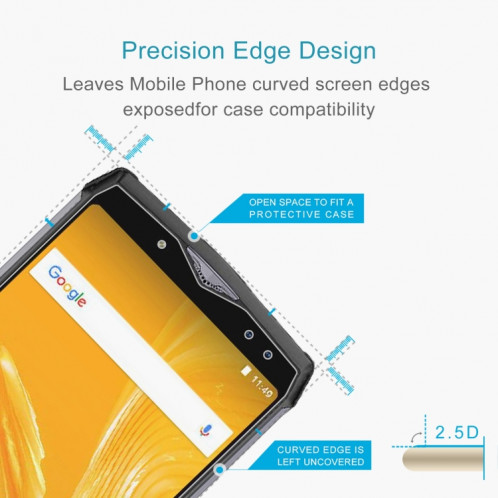 50 pcs 0.26mm 9H 2.5D Film de verre trempé pour Ulefone Power 5 SH31141942-06