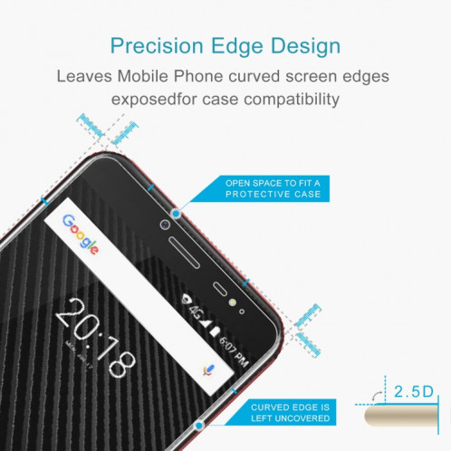 Film de verre trempé de 50 pcs 0.26mm 9H 2.5D pour Ulefone T1 SH3120390-07