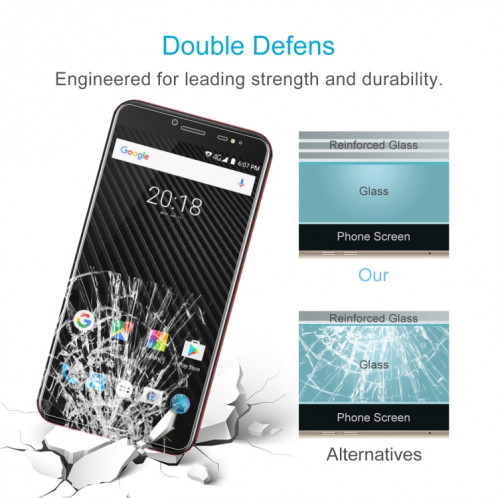 Film de verre trempé de 50 pcs 0.26mm 9H 2.5D pour Ulefone T1 SH3120390-07