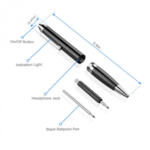 Pen-stylo de réduction de bruit de bruit numérique intelligent Q90, capacité: 4 Go (noir) SH701A1093-011