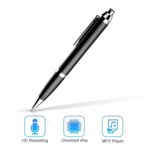 Pen-stylo de réduction du bruit numérique intelligent Q90, Capacité: 8 Go (Noir) SH702A1209-011
