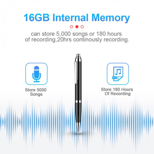 Stylo de réduction du bruit numérique HD Q90 Intelligent HD, Capacité: 16 Go (Noir) SH703A1709-011