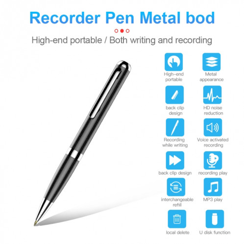 Pen-stylo de réduction de bruit numérique HD intelligent Q96, capacité: 64 Go (noir) SH805A528-011