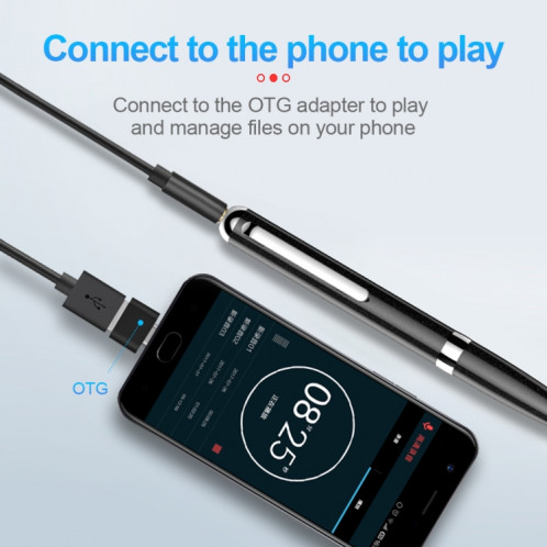 Pen-stylo de réduction de bruit numérique HD intelligent Q96, capacité: 64 Go (noir) SH805A528-011