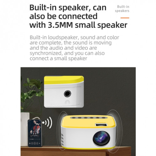 T20 320x240 400 Lumens Portable Home Theater Led HD Numérique Projecteur, Même écran, Bouchon EU (Jaune blanc) SH102A514-09