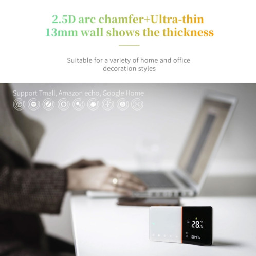 BHT-005-GA 220V AC 3A Thermostat de chauffage à domicile SMART pour la boîte de l'UE, chauffage de l'eau de contrôle avec un seul capteur interne SH36741069-08