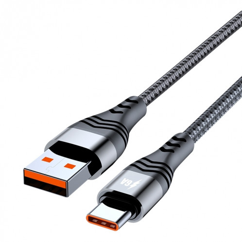 ADC-005 6A USB à USB-C / Type-C câble de charge de chargement rapide, longueur: 0.5m (argent) SH101B1557-06