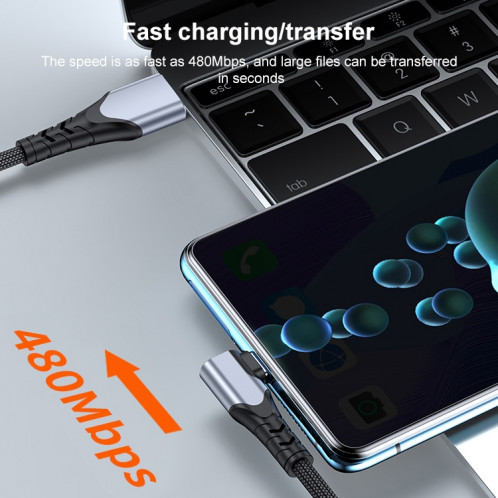 6A 66W USB TO USB-C / TYPE-C CULLE DE TÉLÉPHONE MOBILE DU CABLE DE DONNÉES FAST DONNÉES, LONGUEUR: 1M (Noir) SH502A151-07