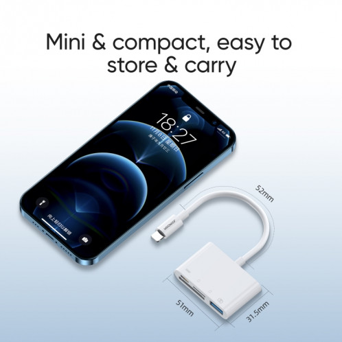 Joyroom S-H142 4 en 1 8 broches à la carte SD / TF + 8 broches de broche + Interface USB Adaptateur de lecteur de caméra OTG, compatible avec iOS 13 (blanc) SJ501A1092-07