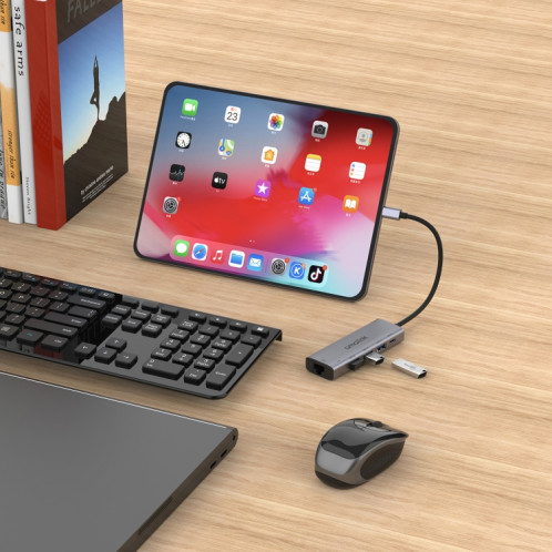 Amalink 95121D Type-C / USB-C à RJ45 + 3 ports HUB Multi-Fonctionnement USB + PD 3.0 (gris) SA001A579-07