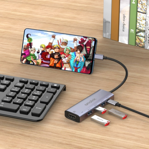 Amalink 95123D Type-C / USB-C à HDMI + 3 ports Hub USB + PD 3.0 Multi-Fonctions (gris) SA501A1706-07
