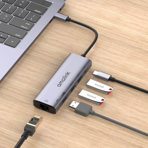 Amalink 95125D Type-C / USB-C à HDMI + PORTS HUB USB + PD 3.0 Multi-Fonctions (gris) SA101A1113-07