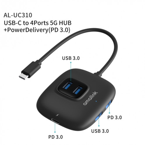 Amalink UC310 Type-C / USB-C à 4 ports Hub multifonctions USB (noir) SA701A526-07