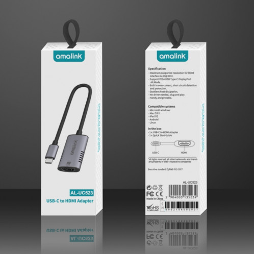 Amalink UC523 Type-C / USB-C à l'adaptateur HDMI (gris) SA801A305-06