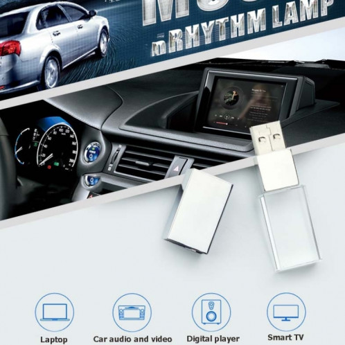 Crystal Flash Light émetteur USB 2.0 Flash Drive Musique de voiture USB Lecteur flash USB, Capacité: 32 Go (Blanc) SH903A289-08