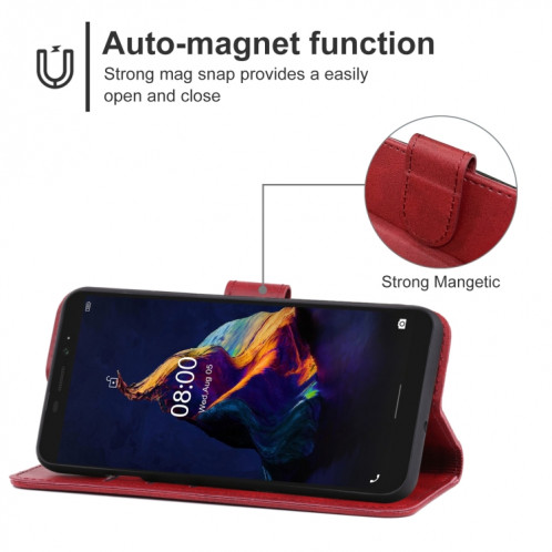 Coque de téléphone en cuir pour Ulefone Armor x8 (rouge) SH517C1948-06