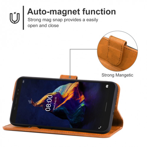 Coque de téléphone en cuir pour Ulefone Armor x8 (Brown) SH517D20-06