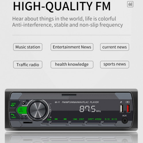 M11 voiture Bluetooth MP3 Player Support interconnexion de téléphone portable / carte FM / TF SH4984339-07