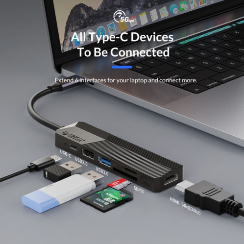 ORICO MDK-6P-GY-BP 6 en 1 Station d'accueil multifonctionnelle de type-C / USB-C (gris) SO301A729-07