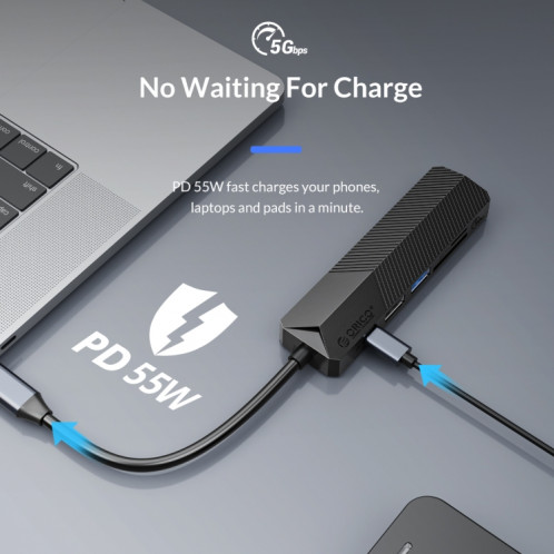 ORICO MDK-6P-GY-BP 6 en 1 Station d'accueil multifonctionnelle de type-C / USB-C (gris) SO301A729-07