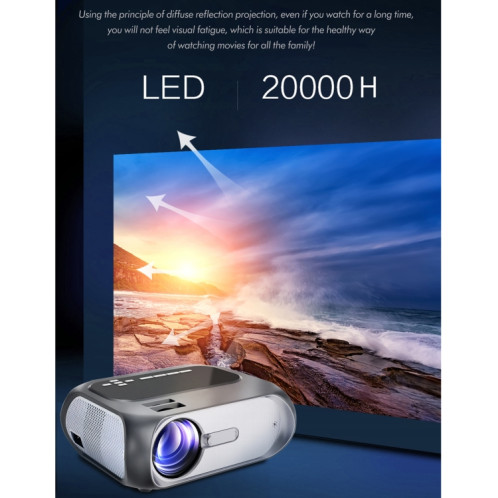 T7I 720P 200 ANSI Home Theater Led HD Digital Projecteur, la même version d'écran, Plug UE (gris argenté) SH002A1076-08