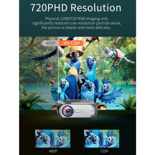 T7I 720P 200 ANSI Home Theater Led HD Digital Projecteur, la même version d'écran, Plug UE (gris argenté) SH002A1076-08